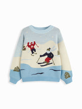 Knit Ski Graphic Round Neckline Oversized Top Curve & Plus
