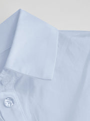Collar Solid Button Long Sleeve Blouse