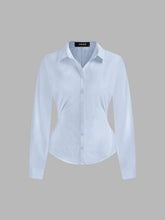 Collar Solid Button Long Sleeve Blouse