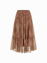 Chiffon Mid Rise Paisley Elastic Waist Layered Midi Skirt