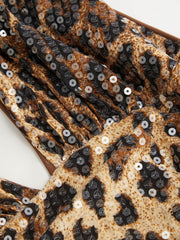 Sequin Leopard Halter Neck Backless A-line Mini Dress