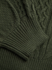 Cable Knit Off-shoulder Lantern Sleeve Oversized Top