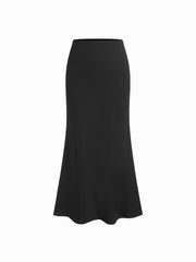 Recycled Cotton-blend Boat Neck Ruched Top & Mid Rise Maxi Skirt Set