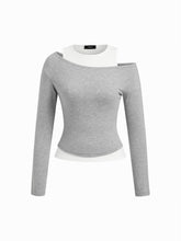 Two Pieces Solid Tank Top With Asymmetrical Neck Top