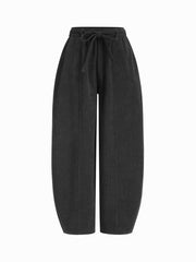 Corduroy High Rise Barrel-leg Trousers With Belt