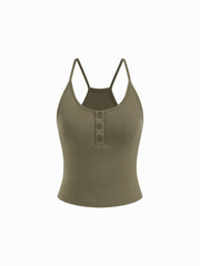 Cotton-blend U-neckline Cami Top & Mid Rise Camo Drawstring Straight Leg Trousers Set