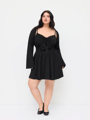 Square Neck Floral Ruched Ruffle Hem Cami Mini Dress With Shrug Curve & Plus
