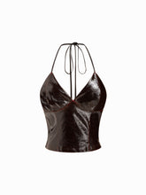 Faux Leather V-neck Cami Top