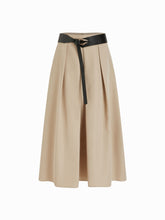 Mid Rise Zipper Maxi Skirt With Belt