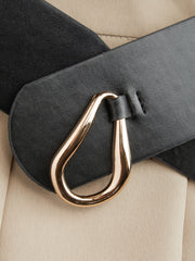 Mid Rise Zipper Maxi Skirt With Belt
