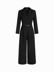 Collar Wide Leg Jumpsuit With Belt