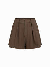 Mid Rise Zipper Pleated Shorts