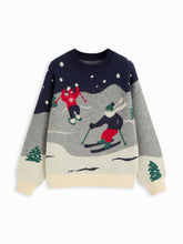 Knit Ski Graphic Round Neck Long Sleeve Oversized Top