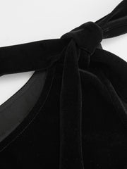 Velvet Boat Neck Bowknot Bubble Hem Mini Dress Curve & Plus