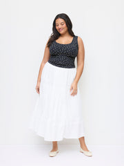 Cotton-blend Ditsy Floral Scoop Neck Bowknot Cami Top Curve & Plus