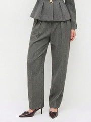 Wool-look Mid Rise Tapered Trousers