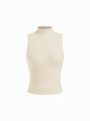Knit Turtleneck Top & Off-shoulder Lantern Sleeve Top