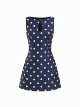 Boat Neck Polka Dot Cut Out A-line Mini Dress