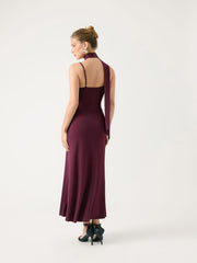 Jersey Cowl Neck Ruched Mermaid Maxi Dress With Scarf