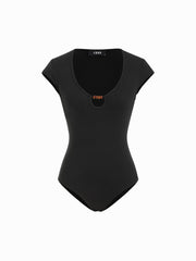 Scoop Neck Cut Out Bodysuit With Beaded Detail