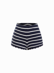 Knit Low Rise Stripe Curved Hem Shorts