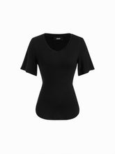 Jersey V-neck Button Cloak Sleeve Tee