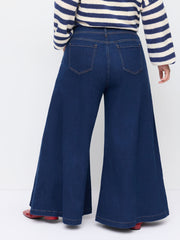Stretch Denim Mid Rise Wide Leg Jeans Curve & Plus