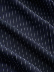 High Rise Striped Pleated Zipper Midi Skirt