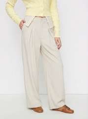 Cropped & Pleated Wide Leg Trousers