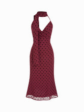Chiffon Halter Neck Polka Dot Wrap Maxi Dress