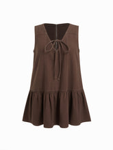 Denim V-neck Knotted A-line Mini Dress Curve & Plus