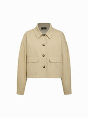 Cotton Collar Bowknot Oversized Jacket
