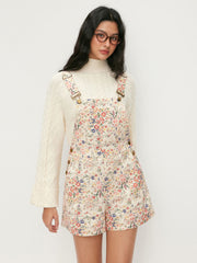 Floral 100% Cotton Square Neck Metal Detail Romper