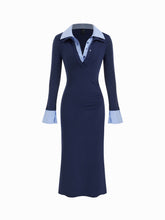 Cotton Stripe Ruched Shirt Maxi Dress