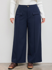 Mid Rise Pocket Wide Leg Trousers Curve & Plus