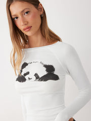 Panda Graphic Raglan Sleeve Tee