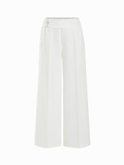 Striped Low Rise Buckle Wide Leg Trousers
