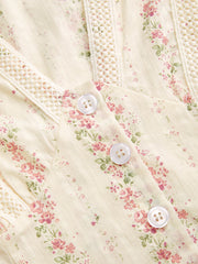 100% Cotton Floral V-neck Crop Blouse Curve & Plus
