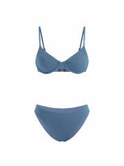 Sweetheart Neckline Rib Underwire Cheeky Bikini Set