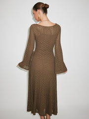 Two-piece Lace Floral Knotted Bell Sleeve Maxi Dress & Cami Maxi Dress