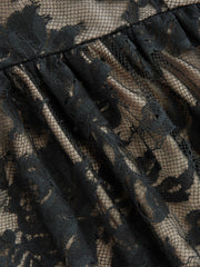 Floral Lace Halter Neckline Ruffled Flared Mini Dress Curve & Plus