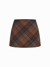 Cotton-blend Plaid Zipper Mid Rise Mini Skirt