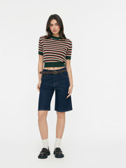 Knit Striped Short Sleeve Top