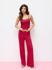 Dream About Me Built-in Bra Crop Cami Top & High Rise Straight Leg Trousers Loungewear Set