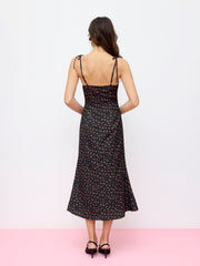 Floral V-Neck Lace Trim Bowknot Mermaid Maxi Dress