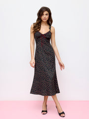 Floral V-Neck Lace Trim Bowknot Mermaid Maxi Dress