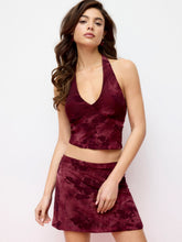Halter Neckline Floral Tie Back Top & Mid Rise Mini Skirt Set