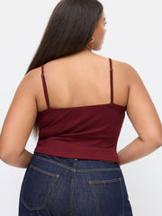 Cotton-blend Bowknot Heart Lace Trim Cami Top Curve & Plus