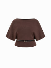 Knit Boat Neck Batwing Sleeve Top With Belt Curve & Plus