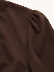 High Neck Ruffle Puff Sleeve Mini Dress